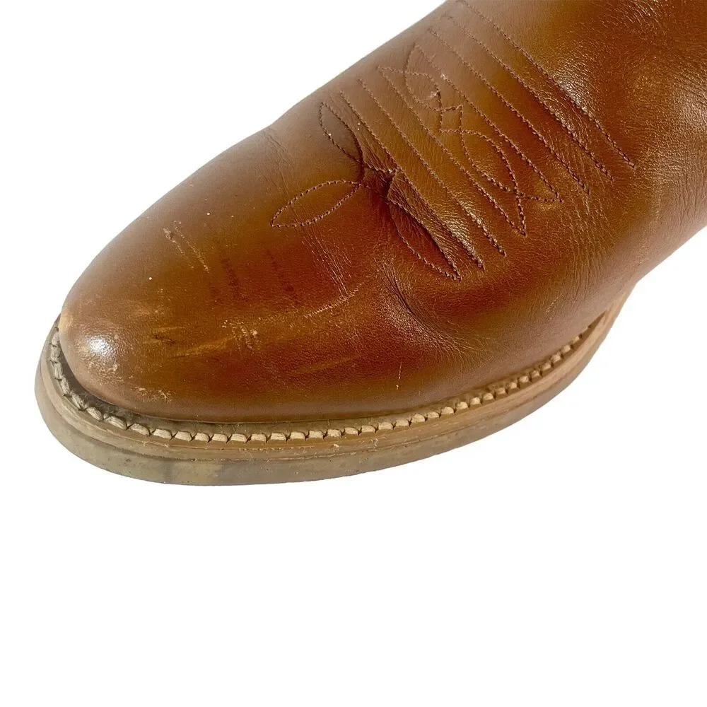 Vintage Sheplers Light Brown/Tan Leather Western Cowboy Boots Mens Size 8.5 D - Picture 10 of 11